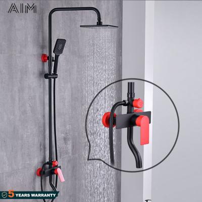 China With Sliding Bar Price Factory Supplier 3 Functions ABS Hand Shower Columns Chrome Gold Luxury Hotel Shower Panel Red Black Brass Set New for sale