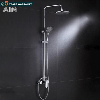 China With Sliding Bar Bathroom Minimalist Stainless Steel Chrome Cheap Rain Brushed Shower Panel Wall Mounted Shower Column for sale