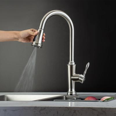 China Thermostatic Faucets Pulling Mixer Hot Cold Durable Commercial Style Single Handle Water Faucet Kitchen Torneira for sale