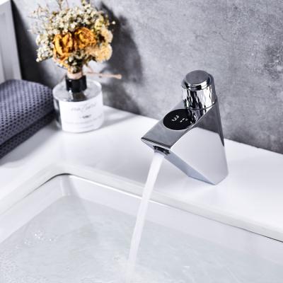 China Metered Smart Faucet AIM Faucets Water Temperature Digital Display Basin Faucet Push Button Smart Faucet Push Button Faucet for sale