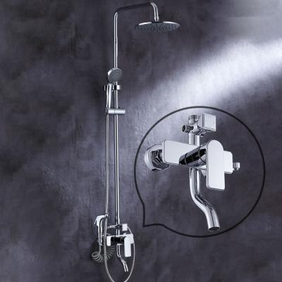 China With Sliding Bar Factory Price Square Shower Column With Thermostatic Faucet Bathroom Rain Bath Shower Sets for sale