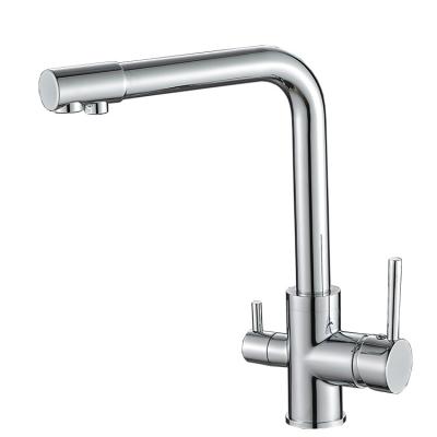 China Modern 3 Way Brass Sink Faucet Three Way Mounted Water Filter Kitchen Faucet For Water Filter for sale