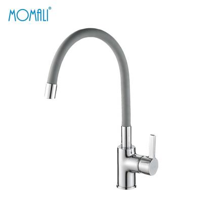 China Cheap Metered Faucets Single Handle Colors Flexible Hose Adjustable Brass Kitchen Sink Faucet With Colored Neck for sale