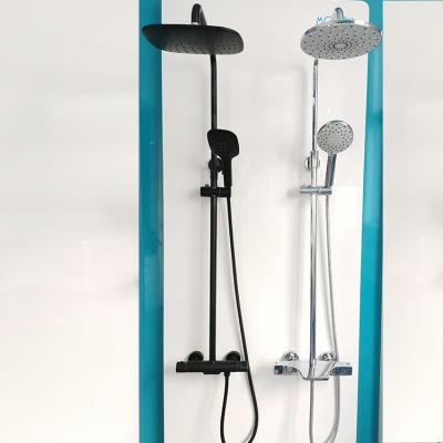 China With Sliding Bar Wenzhou Black Thermostatic Bathroom Rain Shower Sets With Hand Shower for sale