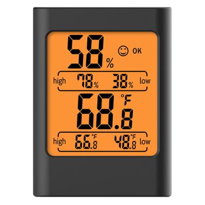 China Orange Backlight Thermometer Hygrometer Household Temperature Humidity Test Desktop Indoor Outdoor Hygrothermograph DesktopTemperature Recorder for sale