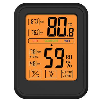 China 24 Hours Digital Measuring Temperature Indoor Thermometer Hygrometer Humidity Gauge with Touch Screen and Backlight Temperature Humidity Monitor for sale