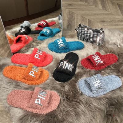 China CUSHIONING Toe Open Toe Fashion Slides Furry Feminine Open Slipper 2021 Winter Bedroom Shoes Women Slippers Warm Faux Fur Ladies Home for sale