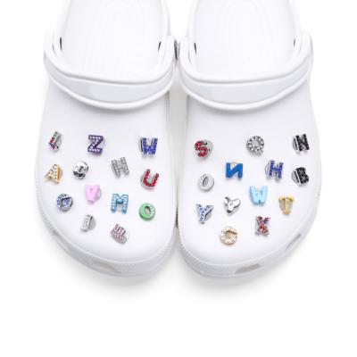 China Eco-froendly 2021 Women Diy designer Crystal Letter Accessories Custom Luxury decoration clogs shoes to charm for sale