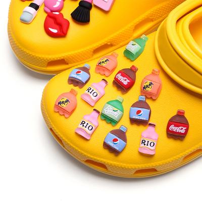 China Eco-Friendly Resin Cola Bottle Shoe Charms Miniature Soda Bottles Model Handicrafts Shoe Buckle Charms for sale