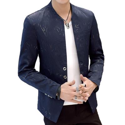 China Youth casual handsome trend blazers Anti-wrinkle men's suits collar print slim blazers plus size 5XL 6XL for sale