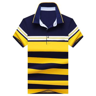 China Custom Made Men's Anti-Pilling Striped Polo Shirt For Golf for sale