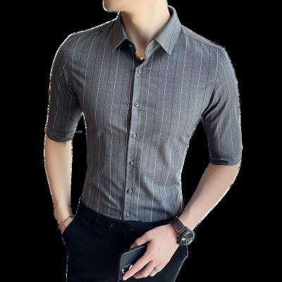 China Italian Party Wear Mens Fashionable Casual Designer Shirts Anti-pilling Striped Half Sleeve Shirts for sale