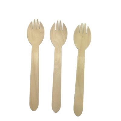 China Birch Wood Disposable Natrual Spork Eco-friendly 100% Biodegradable Cutlery for sale