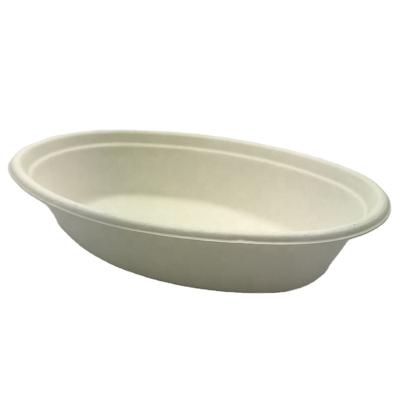 China 24oz Disposable Oval Sugarcane Bowl PFAS Salad Bowl Compostable Biodegradable Freestanding Bowls for sale