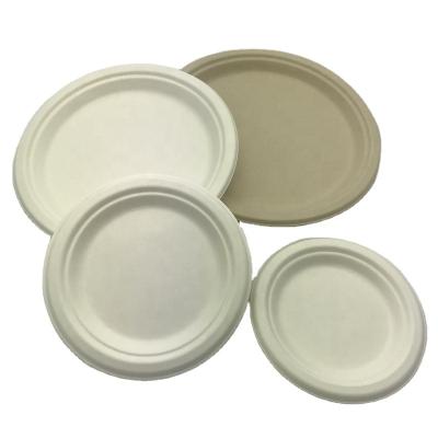 China 10 Inch Disposable 50 100 125 Round Sugarcane Round Dish Set 125pcs 150pcs Guests Sugarcane Dish Set for sale