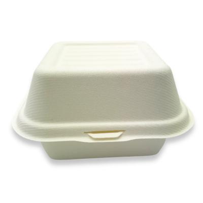 China PFAS Disposable Biodegradable Sugar Cane Free Bagasse 6 Inch Burger Box for sale