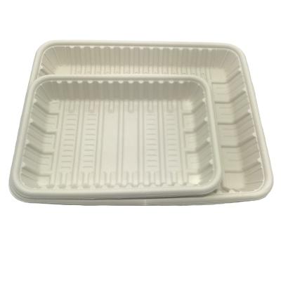 China Disposable Compostable 1050ml Cornstarch Rectangular Food Tray for sale