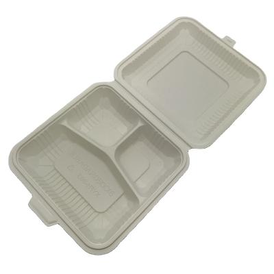 China 3 Compartment 1200ml Biodegradable Corn Starch To Go Biodegradable Box Container for sale