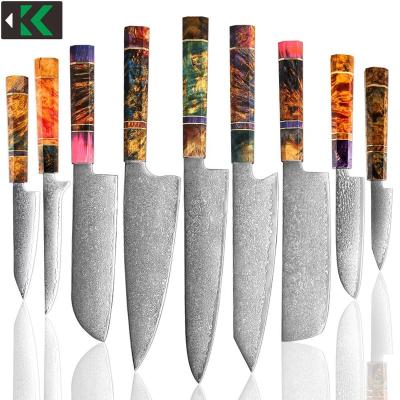 China Stocked Latest Japanese Damascus Steel Knives Solidified Wood Handle  Knives Kitchen Kiritsuke Chef  Cleaver Knife Cooking for sale