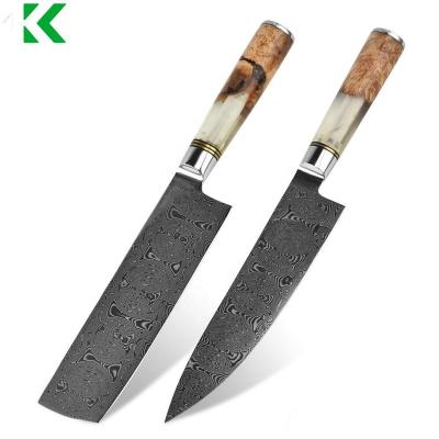 China Stocked New arrival 8inch Damascus Vg10 carbon Steel Kitchen Chef Knife Set In Gift Box for sale