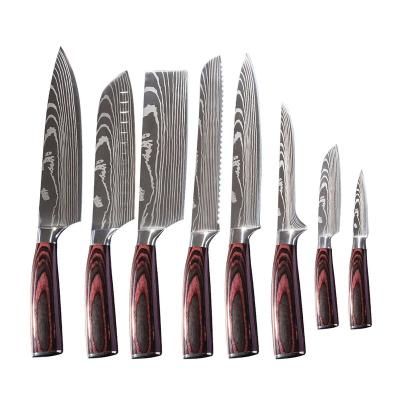 China Stocked High-carbon Steel damascus Pattern Stainless Steel 8 Inch Japanese Chef Knife knives knife set for sale