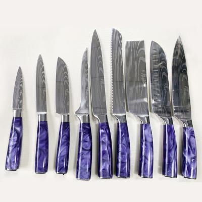 China Stocked Amazon hot selling High-carbon Steel damascus Pattern Stainless Steel 8 Inch Japanese Chef Knife kitchen knives knife set for sale