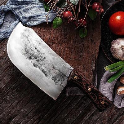 China Stocked 7 inch high carbon steel Full Tang Forged premium Chopping Blocks Slicing Chinese Chef butcher cleaver knife for sale