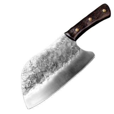 China Stocked Handmade Full Tang Forged High-carbon Steel Wenge wood handle Kitchen Knives China Chef Cleaver Butcher knife for sale