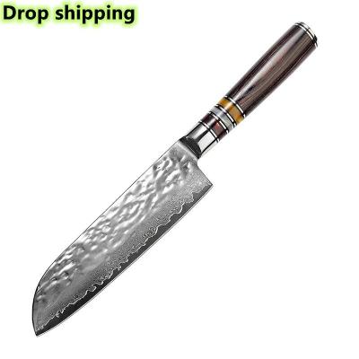 China Sustainable Dropshipping 7 inch Santoku Damascus Chef Kitchen Knife With New style Handle for sale