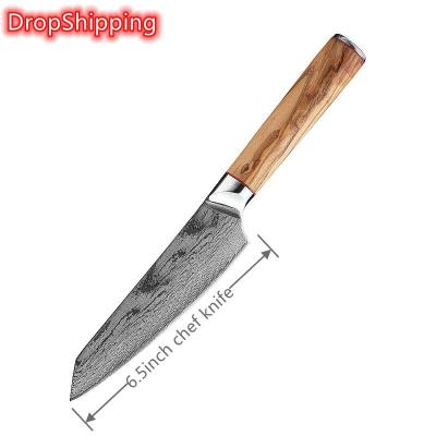 China Sustainable professional 6.5inch stainless steel Damascus Knife Pakka Wood handle cooking Kitchen knives VG-10 67 Layers slicing chef knife for sale