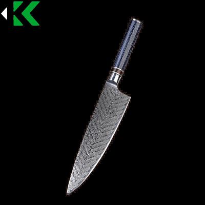 China Sustainable Drop shipping damascus Feather pattern kitchen chef knife vg10 damascus Nagiri knife With Honeycomb resin handle for sale