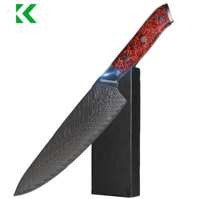 China Stocked 8 inch chinese chefs knife japanese vg10 steel damascus cooking knife with Resin Husk Handle zu verkaufen