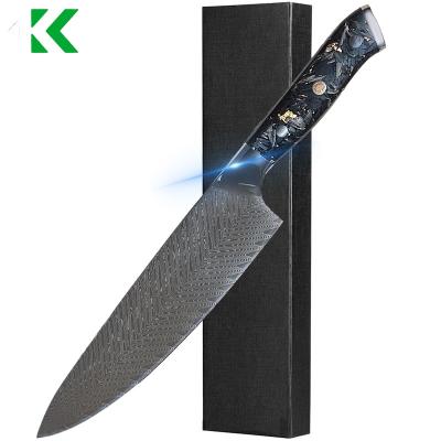 China Sustainable Dropshipping 8 inch cooking knives VG10 8Cr steel damascus chef knives with carbon fiber handle à venda