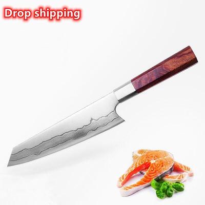 중국 Stocked Wholesale Custom Professional Manufacturer 7 Layers Damascus Steel Kiritsuke kitchen cook Sushi Knife With 440C Core 판매용