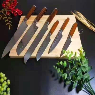 Κίνα Stocked 8 pieces kitchen knife set Kitchen knife  Stainless steel tool Damascus large wavy resin handle προς πώληση