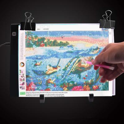 China Eco-friendly Dimmable A4/A5 Led Diamond Painting Tablet Display Tray LED Light Drawing Tablet Eye Pad for Diamond Embroidery Stitch for sale