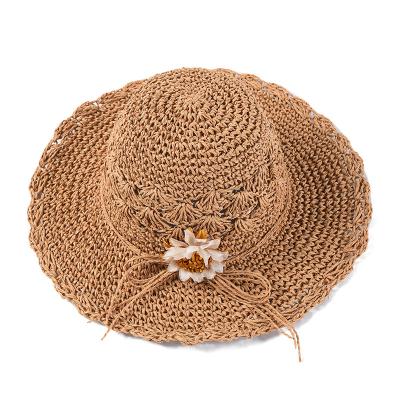 China Hot Sale Fashion Sun Visor Cavity Bow Striped Flower Decorate Breathable Cowboy Summer Straw Bucket Hat Solid Color for sale