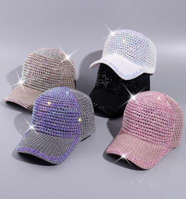 China COMMON Adjustable Travel Sun Visor Sparkle Sun Hats Women C7-K001 Shiny Diamond Sports Cap Outdoor Bling Mesh Rhinestone Baseball Caps for sale