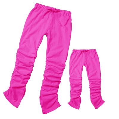 China Hot Selling Super Soft T9-K008 Kids Gaiters Slit Mommy And Me Joggers Pants Cotton Stacked Pants For Kids for sale