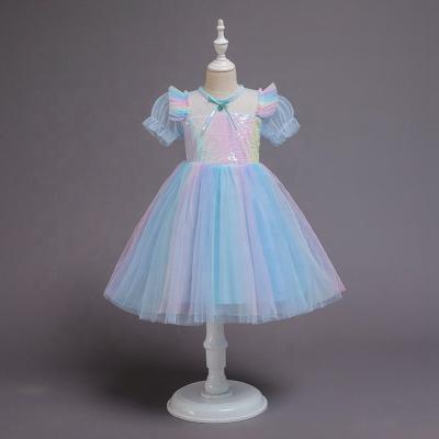 China DressGirls Breathable Spring Summer N10-K010 Puffy Short Sleeve Costume Kids Birthday Party Rainbow Dress Up Fairy Clothing for sale