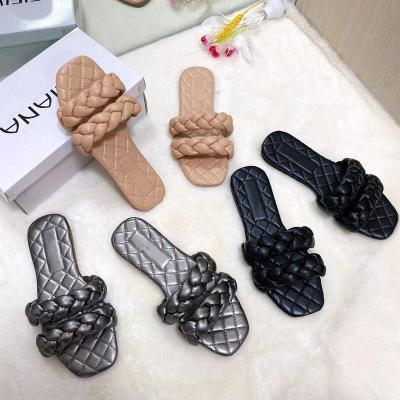 China Fashion Trend YS-K005S Brand Weave Women Slipper Ladies Slippers Casual Open Toe Outdoor Beach Sandal Flip Flat Heel Summer Shoes for sale