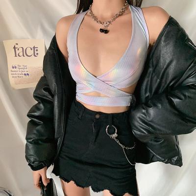 China YS6K075 QUICK-DRY summer hollow out low-cut vests women's clothing 2021 Y2k new women's stripe navel sexy vest for sale