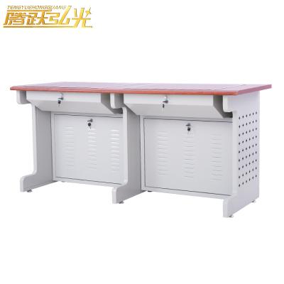 China Modern School Classroom Teacher Desk Flip Computer Desk Table with Drawers Laptop Office CEO Director Desk triple for sale