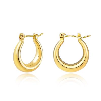 China New Cute French Style Gold Huggie High Quality Brass Crescent Thick Hoop Earrings For Women for sale