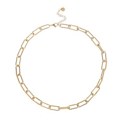 China TRENDY 14K Gold Stainless Steel Trombone Link Chain High Quality Tasty Necklace For Women Girls for sale