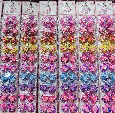 China 2022 Easy Makers Supply Style Six Colors Flower Shape Hair BB Cut Shiny Hair Accessories Girls Set With Bow for sale