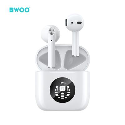 China BWOO gaming in-ear headphones tws v5.1 digital display radio mobile phone wireless charging headphone hot selling powerful bass stereo for sale