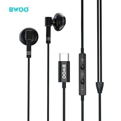 China Wholesale BWOO Stereo Sound Mobile Phone Earphone 1.2m Moving Coil Type Dual Cable Earphone By C Plug for sale