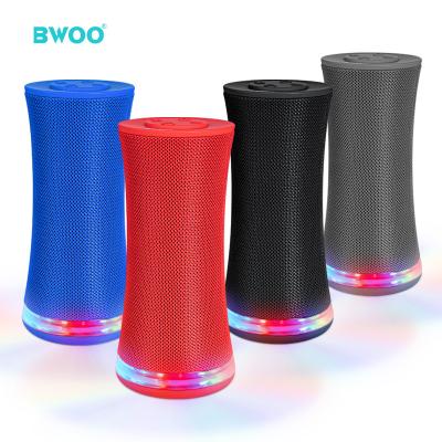 China New Products LED Flashing Light BWOO Light Design USB BT Loudspeaker 5w Light Design Woofer Music Mic Colorful Led Mobile Speaker Mini for sale