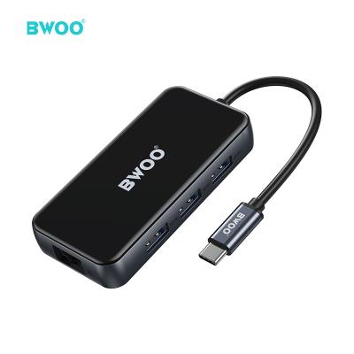 China USB3.0 5Gbps BWOO high speed high quality usb type c hub 3.0 +aluminum alloy acrylic material 6 in 1 usb hub for sale